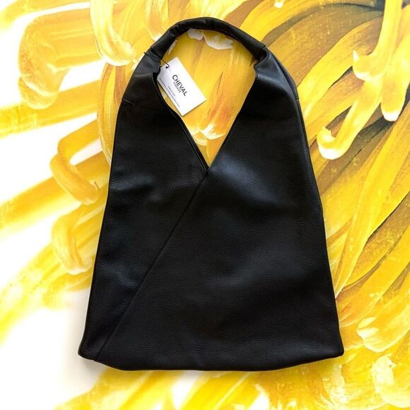 New✨ CHEVAL FIRENZE Italian Genuine Leather Large Slouchy Triangle Hobo Bag - Picture 2 of 10